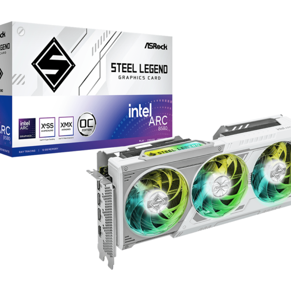 ASROCK Intel ARC B580 Steel Legend OC 12GB GDDR6-näytönohjain
