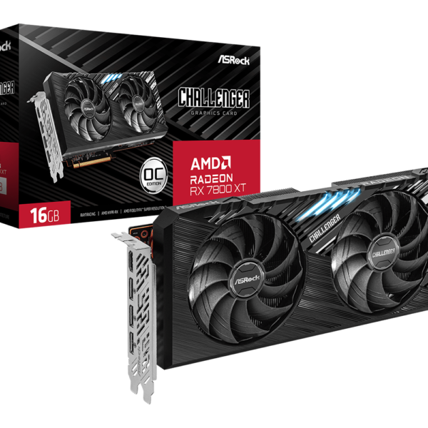 ASRock Radeon RX 7800 XT Challenger OC 16GB GDDR6 – RDNA 3, Triple Fan, 4K Gaming, PCIe 4.0 Näytönohjain