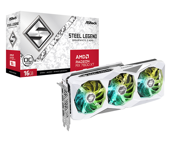 ASROCK RADEON RX 7800 XT Steel Legend 16GB GDDR6 256bit-näytönohjain