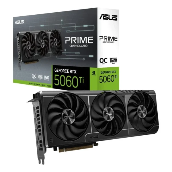 ASUS Prime GeForce RTX 5060 Ti OC 16GB GDDR7 – PCIe 5.0, DLSS 4, Ray Tracing, Triple Fan, 2.5-slot