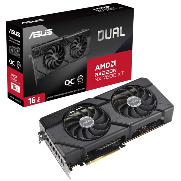 ASUS DUAL Radeon RX 7800 XT OC Edition 16GB GDDR6 Graphics Card PCIe 4.0 HDMI 2.1a DisplayPort 2.1-näytönohjain