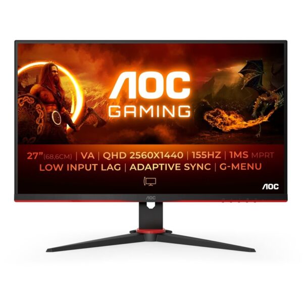 AOC Q27G2E/BK 27inch 2560x1440 VA Flat DP 2xHDMI-pelinäyttö