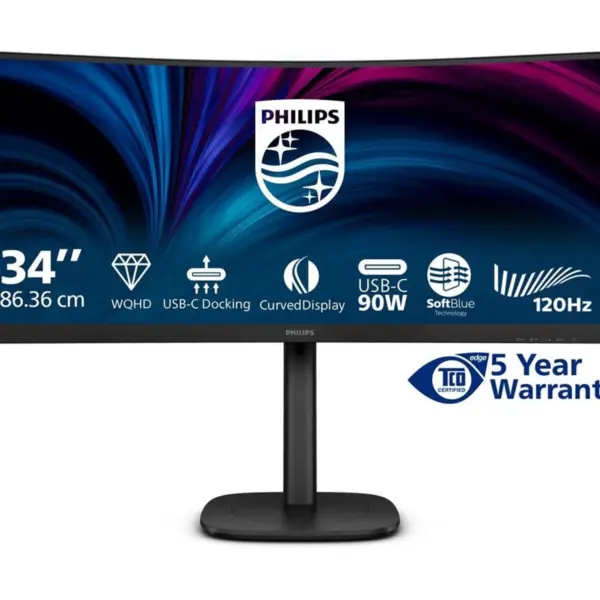 PHILIPS 34B2U3600C/00 34inch Curved Monitor 3440x1440 HDMI DP RJ-45 USB USB-C DOCK 90W