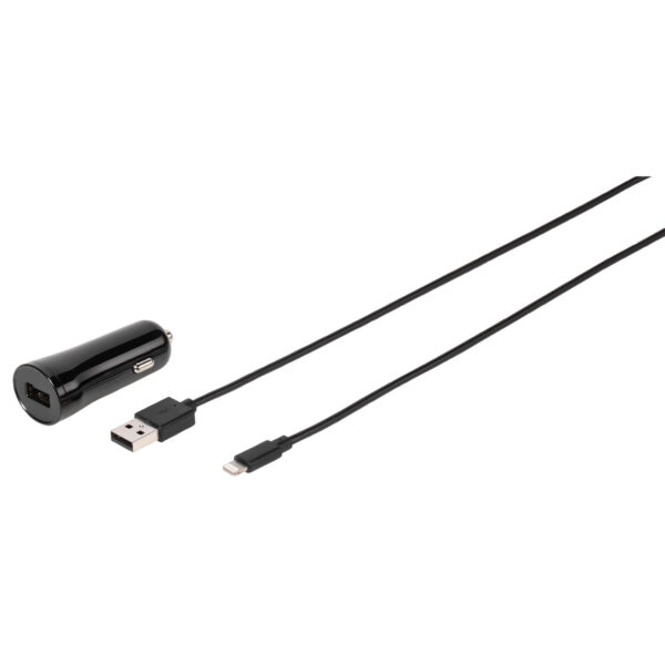 Vivanco Lightning Autolaturi + Kaapeli 2.4A – MFI-sertifioitu, 12W, 1.2m Lightning, iPhone/iPad