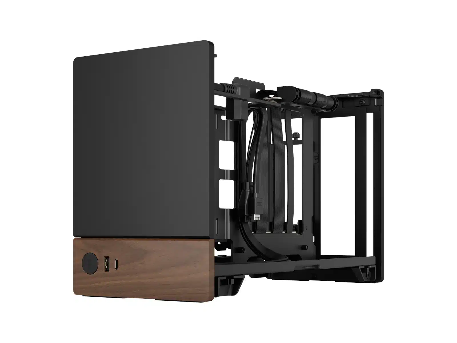 Fractal Design Terra Graphite – Mini-ITX PC-kotelo, PCIe 4.0 Riser, Alumiini & Pähkinäpuu - Image 2