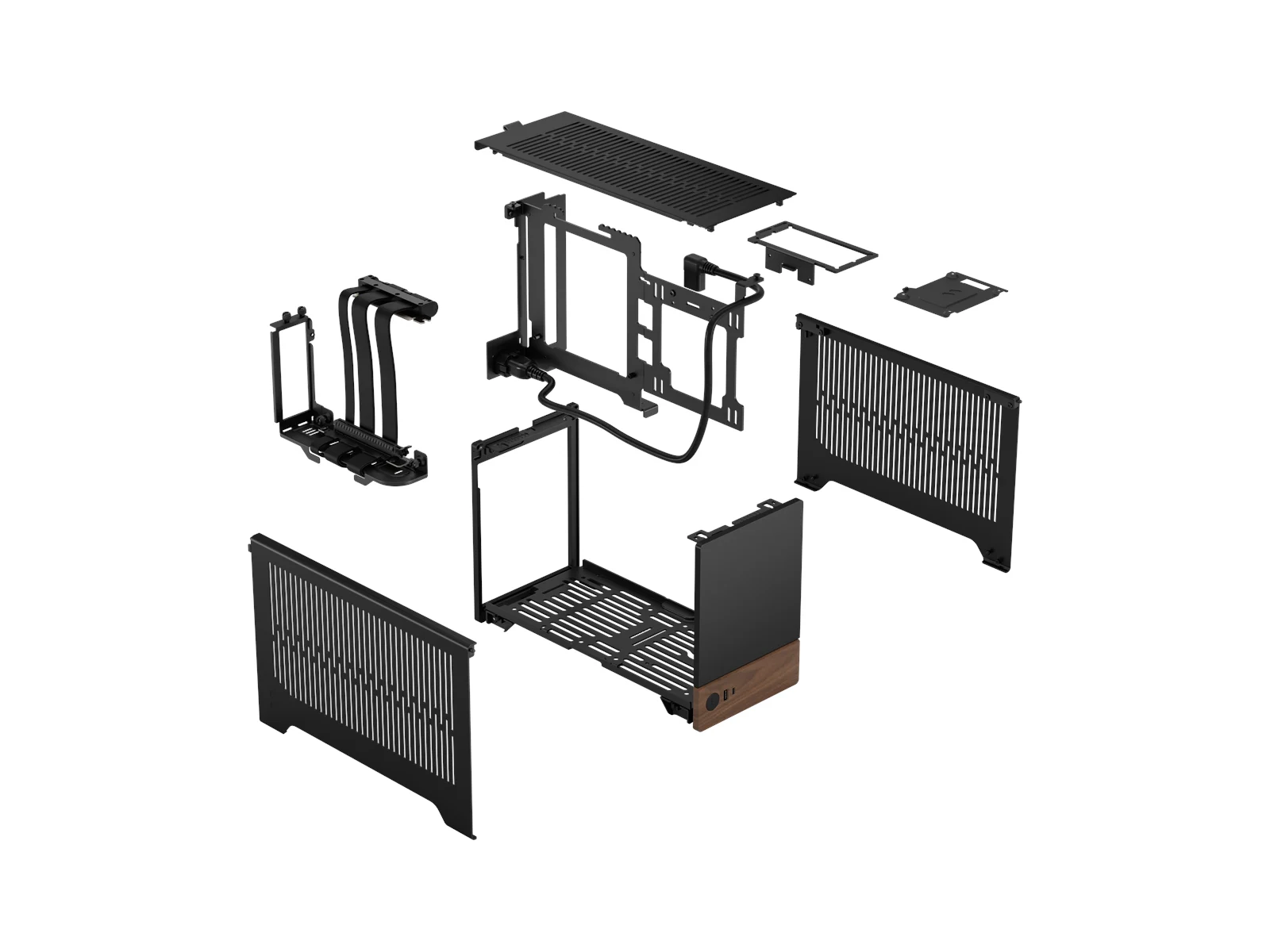 Fractal Design Terra Graphite – Mini-ITX PC-kotelo, PCIe 4.0 Riser, Alumiini & Pähkinäpuu - Image 3