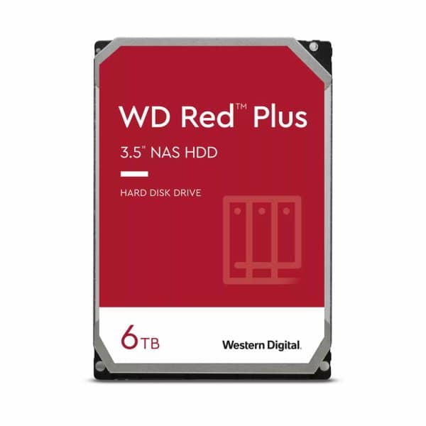 WD Red Plus 6TB NAS HDD – 3,5" SATA 6Gb/s, 5640 RPM, 256 Mt välimuisti, CMR, 24/7