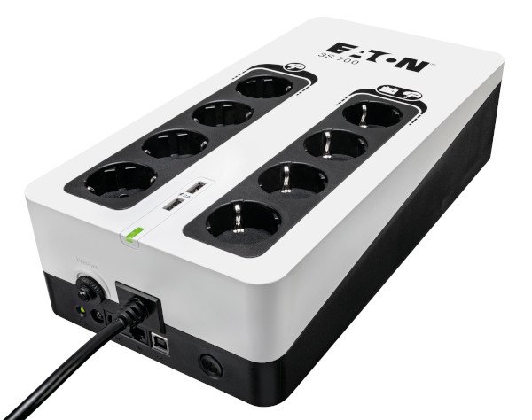 Eaton 3S 700 DIN UPS, 700VA/420W, 6x Schuko, USB, ylijännitesuojaus